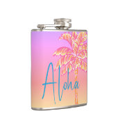 ピンクのトロピカルサンセットパームツリーアロハ6oz。 フラスク (右)