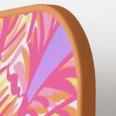 ピンクのトロピカルサンセットパームパーソナライズされたツリー ピックルボールラケット (左詳細)