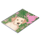 ピンクのトロピカルスパイラルノートかわいいイエロー・ラブラドール・レトリーバー ノートブック (左側)