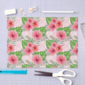 ピンクのトロピカルハイビスカス 薄葉紙 (クラフト)