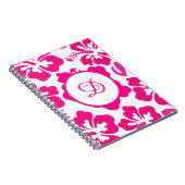 ピンクのトロピカルハワイビスカスフローラルパターン ノートブック (右側)