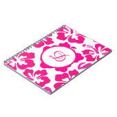 ピンクのトロピカルハワイビスカスフローラルパターン ノートブック (左側)