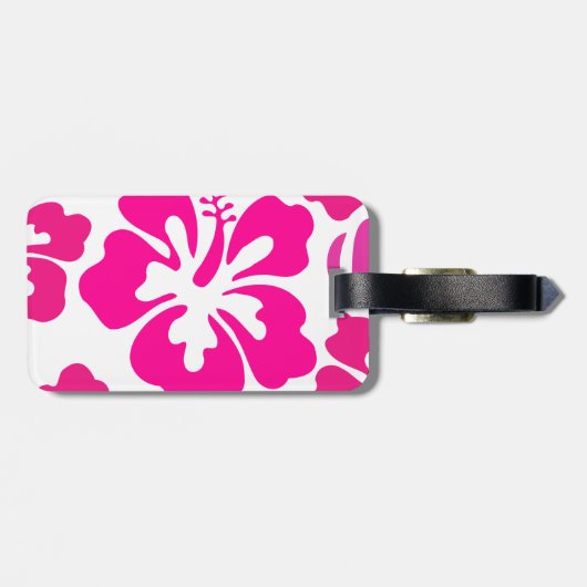 ピンクのトロピカルハワイビスカスフローラルパターン ラゲッジタグ (裏面横)