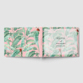 ピンクのトロピカルバナナパーム離れズ結婚ズ ゲストブック (全面)