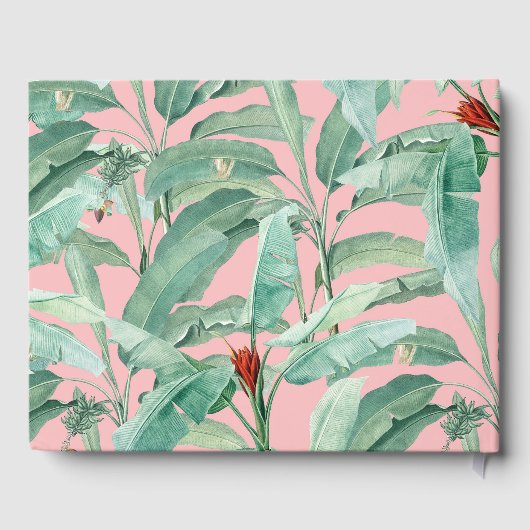 ピンクのトロピカルバナナパーム離れズ結婚ズ ゲストブック (裏面)