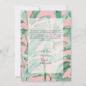 ピンクのトロピカルバナナパーム離れズ結婚ズ サンキューカード (裏面)