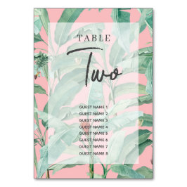 ピンクのトロピカルバナナパーム離れズ結婚ズ テーブルナンバー