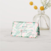 ピンクのトロピカルバナナパーム離れズ結婚ズ プレイスカード (裏面)