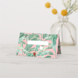 ピンクのトロピカルバナナパーム離れズ結婚ズ プレイスカード