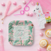 ピンクのトロピカルバナナパーム離れズ結婚ズ ペーパープレート (パーティー)