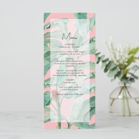 ピンクのトロピカルバナナパーム離れズ結婚ズ メニュー (スタンド正面)