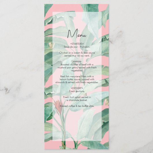 ピンクのトロピカルバナナパーム離れズ結婚ズ メニュー (正面)