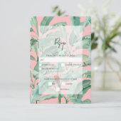 ピンクのトロピカルバナナパーム離れズ結婚ズ 出欠カード (スタンド正面)