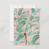 ピンクのトロピカルバナナパーム離れズ結婚ズ 出欠カード (裏面)