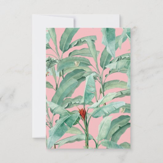 ピンクのトロピカルバナナパーム離れズ結婚ズ 出欠カード (裏面)