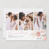 ピンクのトロピカルパンパスグラス結婚の皆様に感謝 サンキューカード (正面)