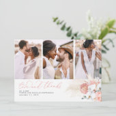 ピンクのトロピカルパンパスグラス結婚の皆様に感謝 サンキューカード (スタンド正面)