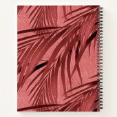 ピンクのトロピカルパーム葉 |お客様の名前カスタム ノートブック (裏面)
