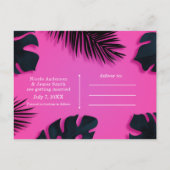 ピンクのトロピカルパ葉ームパーティー保存日 案内ポストカード (裏面)