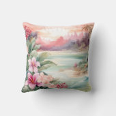 ピンクのトロピカルビーチ クッション (裏面)