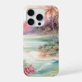 ピンクのトロピカルビーチ iPhoneケース (裏面)