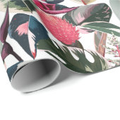 ピンクのトロピカルフィロデンドロンハウスプラントパターン ラッピングペーパー (ロールコーナー)