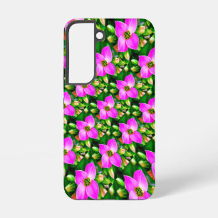 ピンクのトロピカルフラワーパターン SAMSUNG GALAXY S22ケース