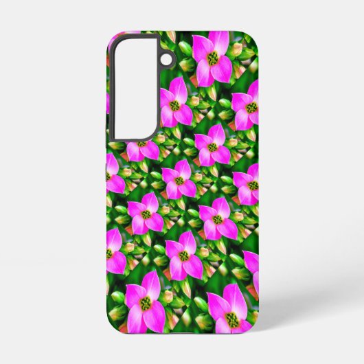 ピンクのトロピカルフラワーパターン SAMSUNG GALAXYケース (裏面)