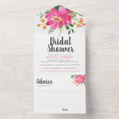 ピンクのトロピカルフラワー ブライダルシャワーのアドバイス オールインワン招待状 (内側)
