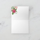 ピンクのトロピカルフラワー ブライダルシャワー サンキューカード (内部)