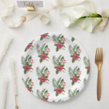 ピンクのトロピカルフラワー ブライダルシャワー