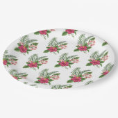 ピンクのトロピカルフラワー ブライダルシャワー ペーパープレート (アングル)