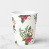 ピンクのトロピカルフラワー ブライダルシャワー 紙コップ (裏面)