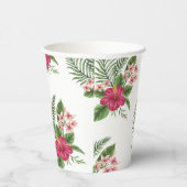 ピンクのトロピカルフラワー ブライダルシャワー 紙コップ (右)