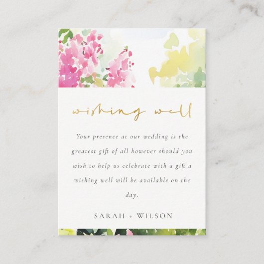 ピンクのトロピカルブーゲンビリア結婚の願い井戸 エンクロージャーカード (正面)