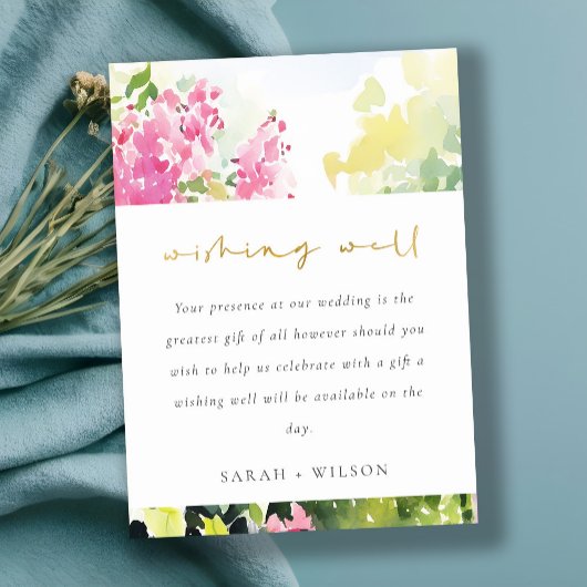 ピンクのトロピカルブーゲンビリア結婚の願い井戸 エンクロージャーカード