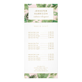 ピンクのトロピカルリーフウォーターカラーパターン ラックカード