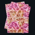 ピンクのトロピカルリーフ ラッピングペーパーシート<br><div class="desc">これらの包装紙のシートには、ピンクとタン色のヤシの葉が特徴で、どんな行事にも楽しい</div>