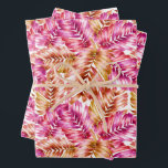 ピンクのトロピカルリーフ ラッピングペーパーシート<br><div class="desc">これらの包装紙のシートには、ピンクとタン色のヤシの葉が特徴で、どんな行事にも楽しい</div>