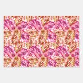 ピンクのトロピカル葉 ラッピングペーパーシート (正面2)