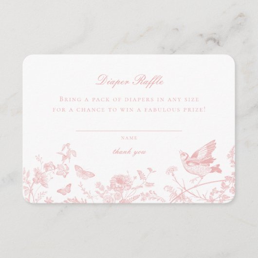 ピンクのトワル・ド・ジュイ おむつくじ招待状挿入ページ エンクロージャーカード (正面)