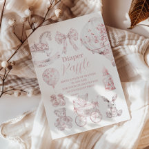 ピンクのトワル・ド・ジュイ テーマの おもちゃ ベビーシャワー ディーパーレッフル