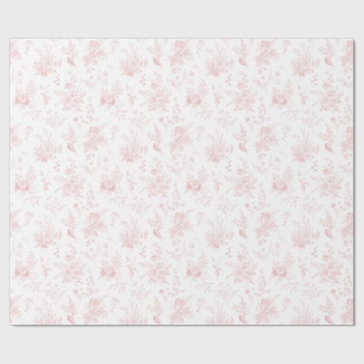 ピンクのトワル・ド・ジュイ ヴィンテージ フラワーチャイナペイント ラッピングペーパー (フラット)