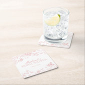 ピンクのトワル・ド・ジュイ ヴィンテージ フラワーブライダルシャワー スクエアペーパーコースター (インサイチュ)