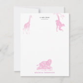 ピンクのトワレ ジャングル アニマル サファリ シノワズリー ノートカード (正面)