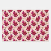 ピンクのトンボとバラ ラッピングペーパーシート (正面)