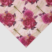 ピンクのトンボとバラ 薄葉紙 (詳細)