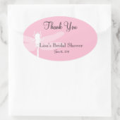 ピンクのトンボのシャワーはステッカー感謝していしています 楕円形シール (バッグ)