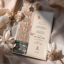 ピンクのトンボ ベルエポック アールヌーボー 結婚式 招待状