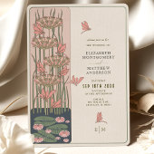 ピンクのトンボ ベルエポック アールヌーボー 結婚式 招待状